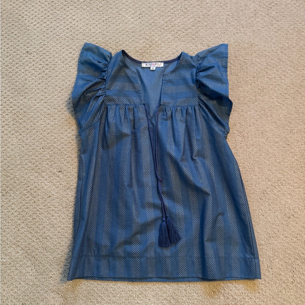 Joy Joy Blue Blouse with Tassel Detail